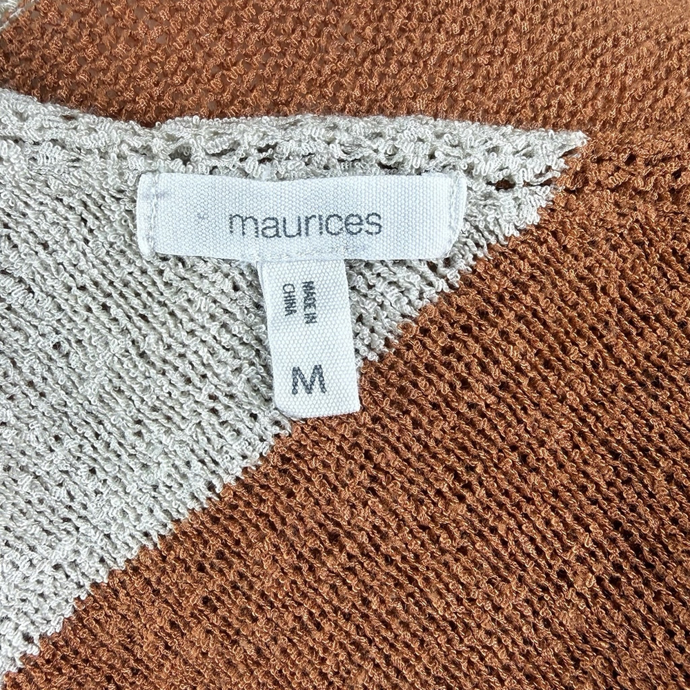 Maurices Sweater Open Back Color Block Loose Knit Orange Blue Medium Tunic - Picture 3 of 5